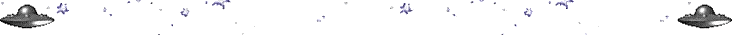 a horizontal gif of a spinning ufo on the far left with glittering stars surrounding it